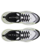 Championes de entrenamiento Under Armour Reign XT para mujer, en color blanco con detalles en amarillo fluor y negro. Cuentan con amortiguación UA HOVR de doble densidad, estructura superior de TPU y tecnología UA TriBase para mayor estabilidad y agarre.
