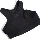 Top deportivo Adidas modelo Tech Intensity de color negro, con diseño de cuello redondo y espalda deportiva. Presenta detalles de perforaciones láser en los hombros para mayor transpirabilidad y tecnología Climacool.