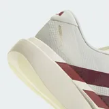 Championes de running Adidas Adizero Evo SL, color blanco con las icónicas tres tiras en color bordó. Presentan una mediasuela LightstrikePro superligera para una amortiguación dinámica y suela de caucho para mayor tracción.