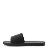Sandalias tipo slide marca Rider, color negro, con banda superior acolchada y logo de la marca en contraste.