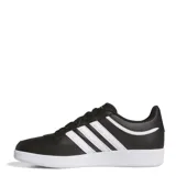 Championes urbanos Adidas modelo Hoops 4.0, de diseño inspirado en el básquet con caña baja. Presentan una base de cuero sintético negro con las icónicas tres tiras laterales en blanco y suela de goma blanca.