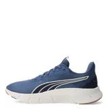 Championes Puma Flexfocus Lite Modern, color azul con detalles en blanco y suela color caramelo.