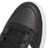 Championes Adidas Break Start Bold de estilo urbano, con diseño de plataforma, capellada de cuero sintético en color negro con las icónicas tres tiras laterales en blanco y suela de goma blanca.