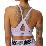 Top deportivo New Balance color lila con tirantes finos y banda elástica con logo.