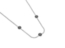 Gargantilla de plata 925 con circonias y tres círculos negros.