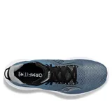 Championes Saucony Kinvara 14 color celeste con detalles en negro y blanco.