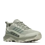 Championes Merrell Speed Strike 2 para trekking, color verde militar, confeccionados con malla transpirable y refuerzos sintéticos. Cuentan con suela de alta tracción y entresuela acolchada para mayor comodidad en terrenos irregulares.