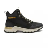 Botines Caterpillar color negro con suela beige y cordones bicolores.