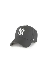 Gorra gris con el logo de los New York Yankees bordado en blanco en el frente.