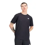 Remera deportiva New Balance Q Speed Jacquard Short Sleeve para hombre, color negro con logo blanco en el pecho. Confeccionada en poliéster y elastano con tecnología NB ICEx de secado rápido.