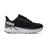 Championes Hoka Clifton 7 de running para hombre, color negro con detalles en blanco y gris.