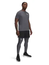 Calza deportiva Under Armour HeatGear para hombre, color gris, de compresión, con cintura elástica con logo de la marca y bolsillo lateral.