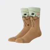 Medias Stance de caña media con diseño estampado de Grogu (Baby Yoda) de Star Wars. El diseño presenta la cara del personaje en la parte superior y su cuerpo con túnica marrón en el resto de la media.