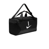 Bolso deportivo Nike Academy Team, color negro con logo blanco. Tiene doble asa de mano y correa ajustable para el hombro. Cuenta con compartimento principal con cierre y bolsillos laterales.