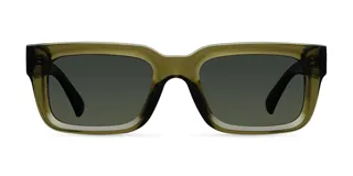 Lentes de sol cuadrados color verde oliva, con lentes verdes polarizadas y protección UV400.