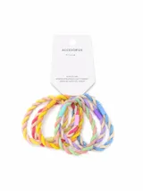 Pack de seis coleros para el pelo con diseño trenzado en colores pasteles vibrantes, con detalles de unión en plástico de colores.