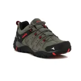 Championes de trekking Diadora Hiking Waterproof Leather, color gris con detalles en negro y rojo.