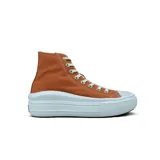 Zapatillas Converse Chuck Taylor All Star Move Hi de caña alta, color arcilla curativa con plataforma blanca y cordones blancos.