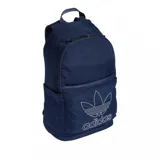 Mochila Adidas modelo Adicolor color azul marino, con amplio compartimento principal y bolsillo frontal con cierre. Incluye el logo del trifolio y la inscripción de la marca bordados en color blanco.