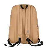 Mochila negra de estilo clásico con compartimento principal amplio, bolsillo frontal con cierre y bolsillos laterales. Incluye división interna para notebook.