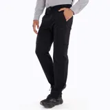 Pantalón de trekking desmontable color negro, con diseño funcional que permite convertirlo en short. Cuenta con cintura elástica, cinturón ajustable integrado, múltiples bolsillos con cierre y detalles reflectantes.