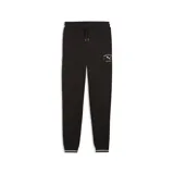 Pantalón de jogging Puma color negro, con cintura elástica ajustable con cordón, puños acanalados en los tobillos y logo de la marca estampado en la pierna.