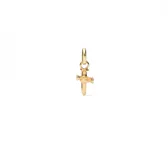 Dije charm de aleación de metales bañados en oro 18k con forma de cruz.