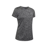 Remera deportiva Under Armour de mujer, color gris jaspeado, de corte amplio y tejido UA Tech™ de secado rápido.