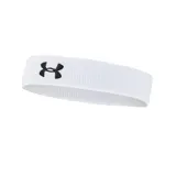 Vincha deportiva Under Armour unisex, color blanco con logo bordado en negro.