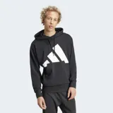 Buzo con capucha Adidas de corte holgado, color negro con el logo de la marca estampado en blanco en el frente. Cuenta con bolsillo tipo canguro, capucha con cordón ajustable y puños acanalados.