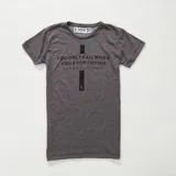 Remera gris con estampa frontal con la frase "You only fail when you stop trying" y logo de la marca Duxon.