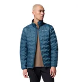 Campera puffer Columbia con tecnología HeatSeal y forro termorreflectante Omni-Heat. Presenta cierre frontal completo, cuello alto con protección de barbilla, bolsillos laterales con cremallera y diseño de celdas térmicas sin costuras.