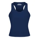 Musculosa deportiva de color azul marino, con diseño de espalda estilo nadadora y ajuste al cuerpo.