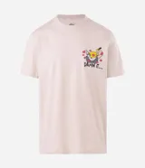 Remera de algodón color beige con cuello redondo y mangas cortas, con estampa en la espalda del personaje Tom de Tom y Jerry junto con la frase "I've been thinking about you" y corazones.