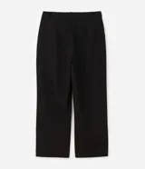 Pantalón de sastrería negro de corte recto y tiro alto, con bolsillos laterales tipo faca y cintura estructurada con pasadores. Confeccionado en mezcla de poliéster, viscosa y elastano.