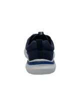 Zapatillas Hush Puppies modelo Alfie Lace de color azul marino, con cordones azules y suela blanca de EVA con detalles en azul.