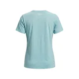 Remera deportiva Under Armour de cuello en V y manga corta, color rosado, con logo de la marca estampado en el pecho.