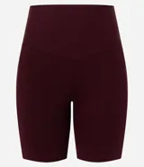 Bermuda deportiva de poliamida color celeste, de tiro alto con cintura ancha y ajuste ceñido al cuerpo.