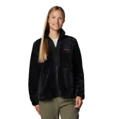 Campera polar Columbia modelo Fire Side FZ III, color negro, confeccionada en tejido de textura suave y abrigada. Presenta cierre frontal completo, cuello alto, bolsillos laterales con cierre y dobladillo ajustable con cordón.