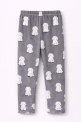 Pantalon de pijama de tela plush suave, con estampado de estrellas rosadas sobre fondo gris. Cuenta con cintura elastizada para mayor comodidad.