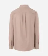 Camisa de manga larga confeccionada en tricolina de algodón, con cuello inglés, cierre frontal de botones y puños abotonados. Diseño liso y versátil.