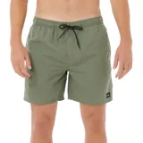 Short de baño Rip Curl modelo Bondi de color verde militar, con cintura elástica con cordón ajustable negro y etiqueta de la marca en el dobladillo inferior.