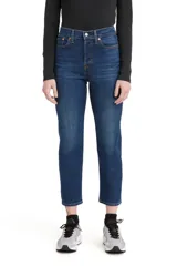 Jeans de tiro alto, corte recto y color azul oscuro.