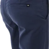 Pantalón chino azul de corte recto, con bolsillos laterales y traseros.