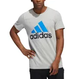 Remera gris de algodón con logo Adidas Badge of Sport estampado en el pecho.