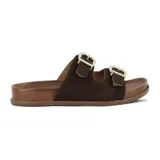 Sandalias planas Vizzano color caramelo con dos tiras anchas en el empeine, hebillas metálicas doradas ajustables y suela anatómica de diseño tipo corcho.