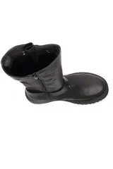 Bota marrón de caña alta con hebillas y suela track.