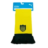 Bufanda oficial Puma del Club Atlético Peñarol, color amarillo con flecos negros en los extremos y escudo del club bordado en el centro.