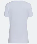 Blusa básica de manga corta y escote en V, color verde lima pálido.