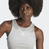 Musculosa gris de punto acanalado con logo Adidas estampado en el pecho.